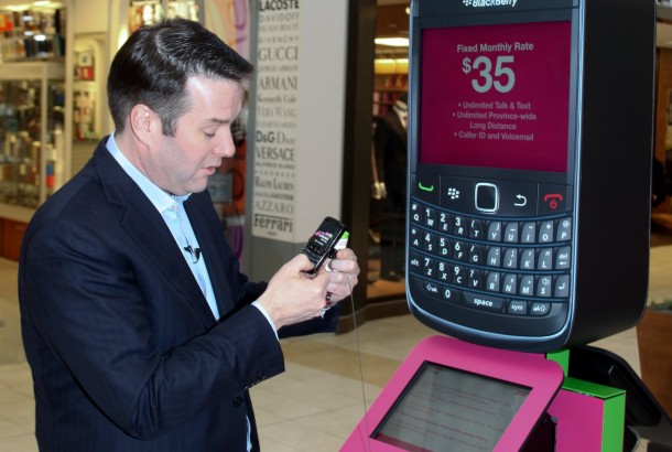 Mobilicity CEO Dave Dobbin at a Network Challenge Kiosk Calgary picture via Mobilicity